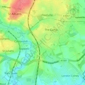 Topografische kaart Milehouse, hoogte, reliëf