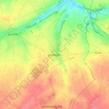 Topografische kaart Jandrain, hoogte, reliëf