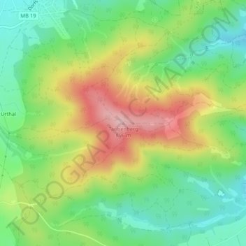 Topografische kaart Taubenberg, hoogte, reliëf