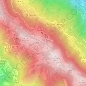 Topografische kaart Passo di Valcava, hoogte, reliëf