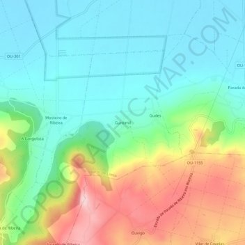Topografische kaart Guntimil, hoogte, reliëf