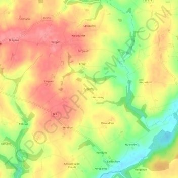 Topografische kaart Grainfay, hoogte, reliëf