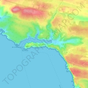 Topografische kaart Bonifacio, hoogte, reliëf