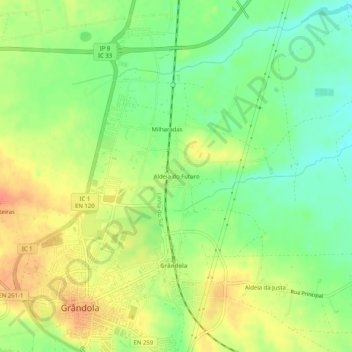 Topografische kaart Aldeia do Futuro, hoogte, reliëf