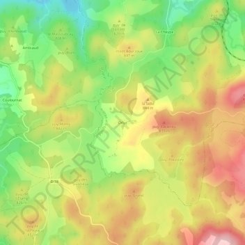 Topografische kaart Orluc, hoogte, reliëf