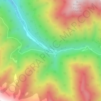 Topografische kaart Sandon, hoogte, reliëf