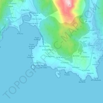 Topografische kaart Tal de Arriba, hoogte, reliëf