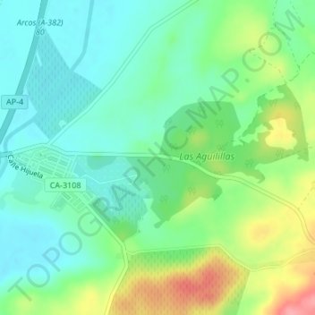 Topografische kaart Parque Las Aguilillas, hoogte, reliëf