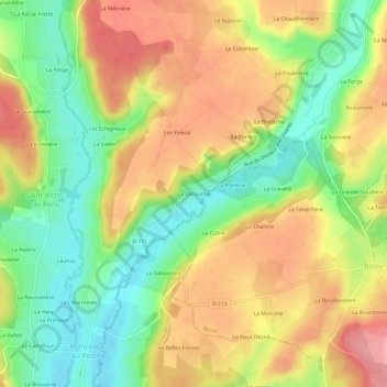 Topografische kaart La Détourbe, hoogte, reliëf
