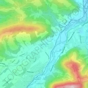 Topografische kaart Viechtwang, hoogte, reliëf