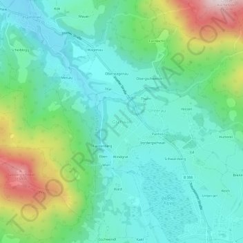 Topografische kaart Gschwall, hoogte, reliëf