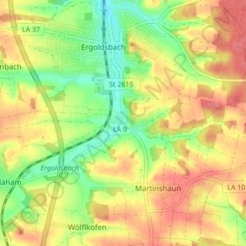 Topografische kaart Siegensdorf, hoogte, reliëf
