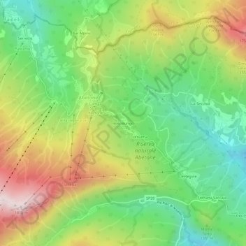 Topografische kaart Boscolungo, hoogte, reliëf