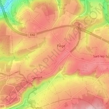 Topografische kaart Arbespine, hoogte, reliëf