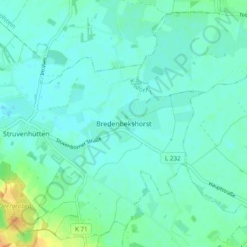 Topografische kaart Bredenbekshorst, hoogte, reliëf