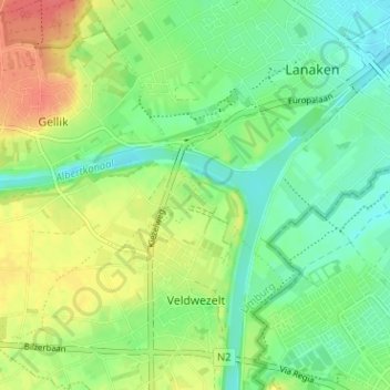 Topografische kaart Briegden, hoogte, reliëf