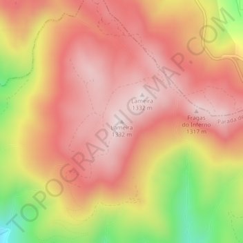 Topografische kaart Lameira, hoogte, reliëf