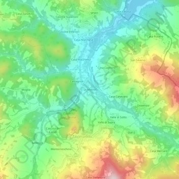 Topografische kaart Le Moline, hoogte, reliëf