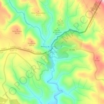 Topografische kaart Rio de Onor, hoogte, reliëf