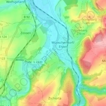 Topografische kaart Veitsberg, hoogte, reliëf
