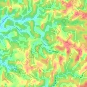 Topografische kaart Papin, hoogte, reliëf