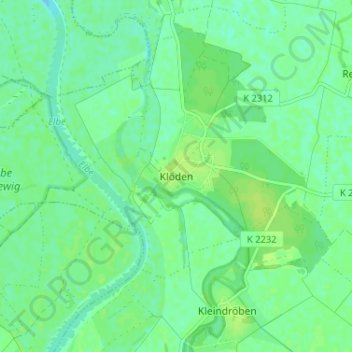 Topografische kaart Klöden, hoogte, reliëf