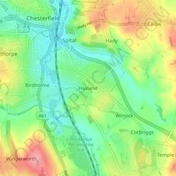 Topografische kaart Hasland, hoogte, reliëf