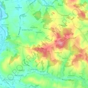 Topografische kaart Haula, hoogte, reliëf