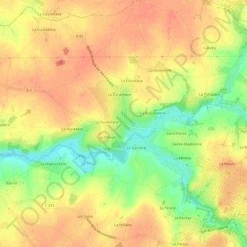Topografische kaart Les Ajonnets, hoogte, reliëf