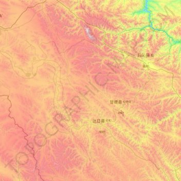 Topografische kaart Golog, hoogte, reliëf