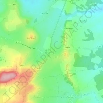 Topografische kaart La Pouge, hoogte, reliëf
