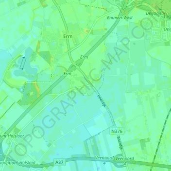 Topografische kaart Achterste-Erm, hoogte, reliëf