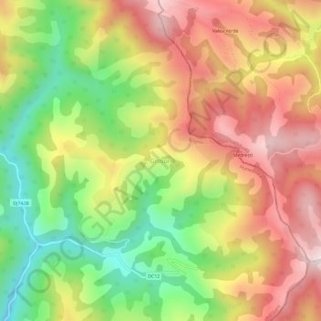Topografische kaart Groșuri, hoogte, reliëf
