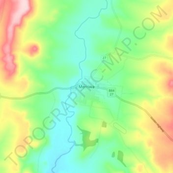 Topografische kaart Merriwa, hoogte, reliëf