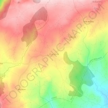 Topografische kaart Oucidres, hoogte, reliëf