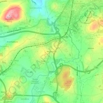 Topografische kaart Misericórdia, hoogte, reliëf