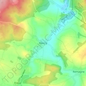 Topografische kaart Moircy, hoogte, reliëf