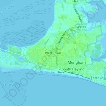 Topografische kaart West Town, hoogte, reliëf