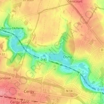 Topografische kaart Immarmont, hoogte, reliëf