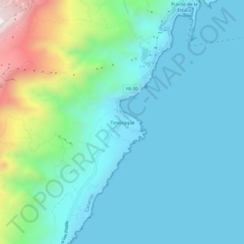 Topografische kaart Timijiraque, hoogte, reliëf