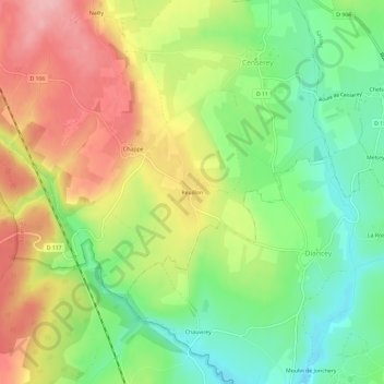 Topografische kaart Reuillon, hoogte, reliëf