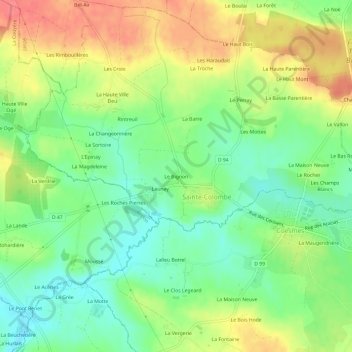 Topografische kaart Le Bignon, hoogte, reliëf