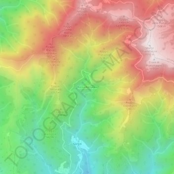 Topografische kaart Rocca Ricciarda, hoogte, reliëf