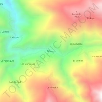 Topografische kaart Piñango, hoogte, reliëf