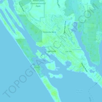 Topografische kaart Cape Haze, hoogte, reliëf