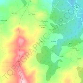Topografische kaart Facha, hoogte, reliëf