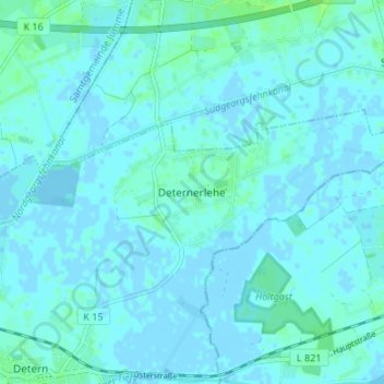 Topografische kaart Deternerlehe, hoogte, reliëf