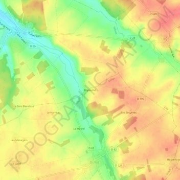 Topografische kaart Bapaume, hoogte, reliëf