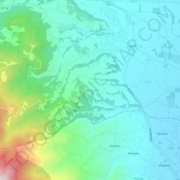 Topografische kaart Famolasco, hoogte, reliëf