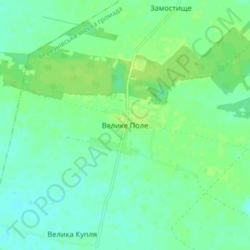 Topografische kaart Великое Поле, hoogte, reliëf